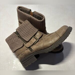 b.o.c. Taupe Ankle Boots with Knit Cuff